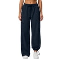 thumbnail image 1 of YgkuHd Womens High Waist Sweatpants Drawstring Elastic Tapered Jogger Pants Pockets Casual Sportswear Navy S, 1 of 5