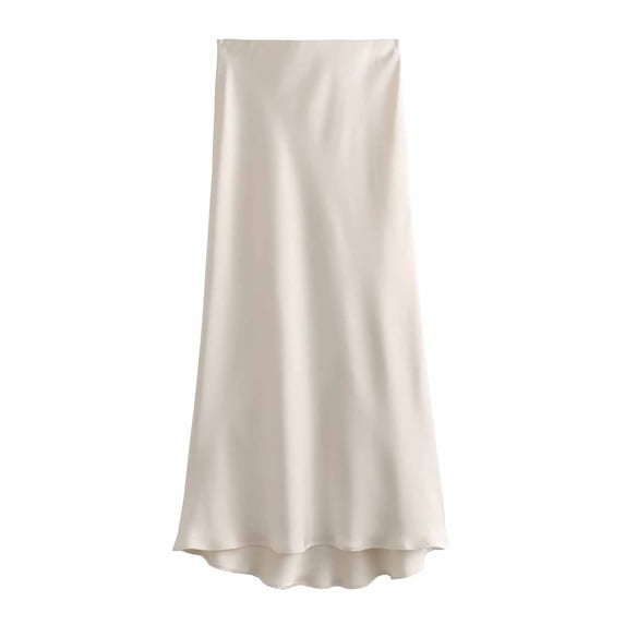 YgkuHd Womens Maxi Skirt Fall Fashion Casual Comfortable Solid Color High Waisted Skirt Long Beach Skirts,White_S