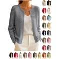 thumbnail image 1 of YgkuHd Womens Sweaters Cardigan Crewneck Knit Button Down Cotton Blend Blouses Solid Long Sleeve Casual Tops Warm Sweaters for Women_Dark Gray,L, 1 of 7