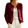 thumbnail image 1 of YgkuHd Womens Sweaters Cardigan Crewneck Knit Button Down Cotton Blend Blouses Solid Long Sleeve Casual Tops Warm Sweaters for Women_Red,S, 1 of 5