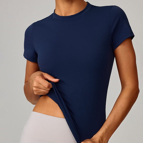 YgkuHd Womens Workout Tops Women's Buttery Soft Crew Neck Short Sleeve T-Shirt | Slim Fit Moisture Wicking Active Tee for Yoga, Workout & Casual Everyday Wear
