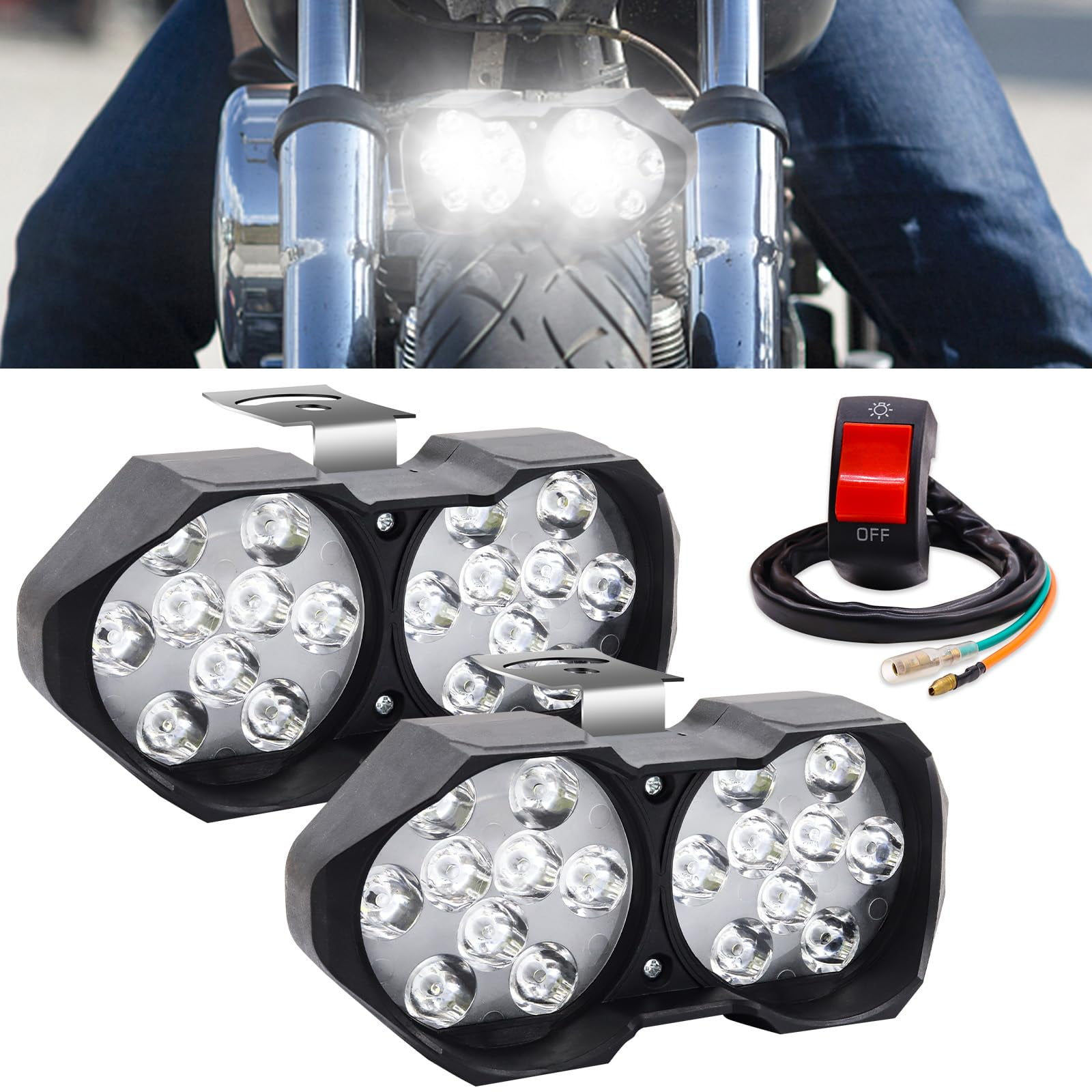Ygmylandbb Motorcycle Driving Lights HP29 LED Fog Spotlight Daytime