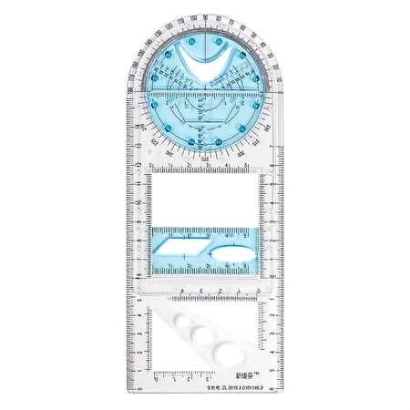 Yguping Multifunctional Geometric Ruler Mathematics Drafting Tools Portable Geometric Circle Template Lightweight for Students Designers