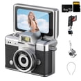 thumbnail image 1 of Yhaizhuy 64GB Mini Thumb Digital Camera,180° Flip Screen,1.47" Ips Flip Screen Retro Ultra-Portable Keychain Digital Camera,Black, 1 of 11