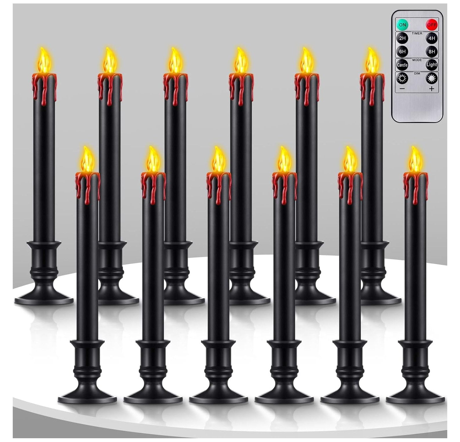 YhbSmt 12 Pcs Candles Vampire Decor Black Flameless Candles with