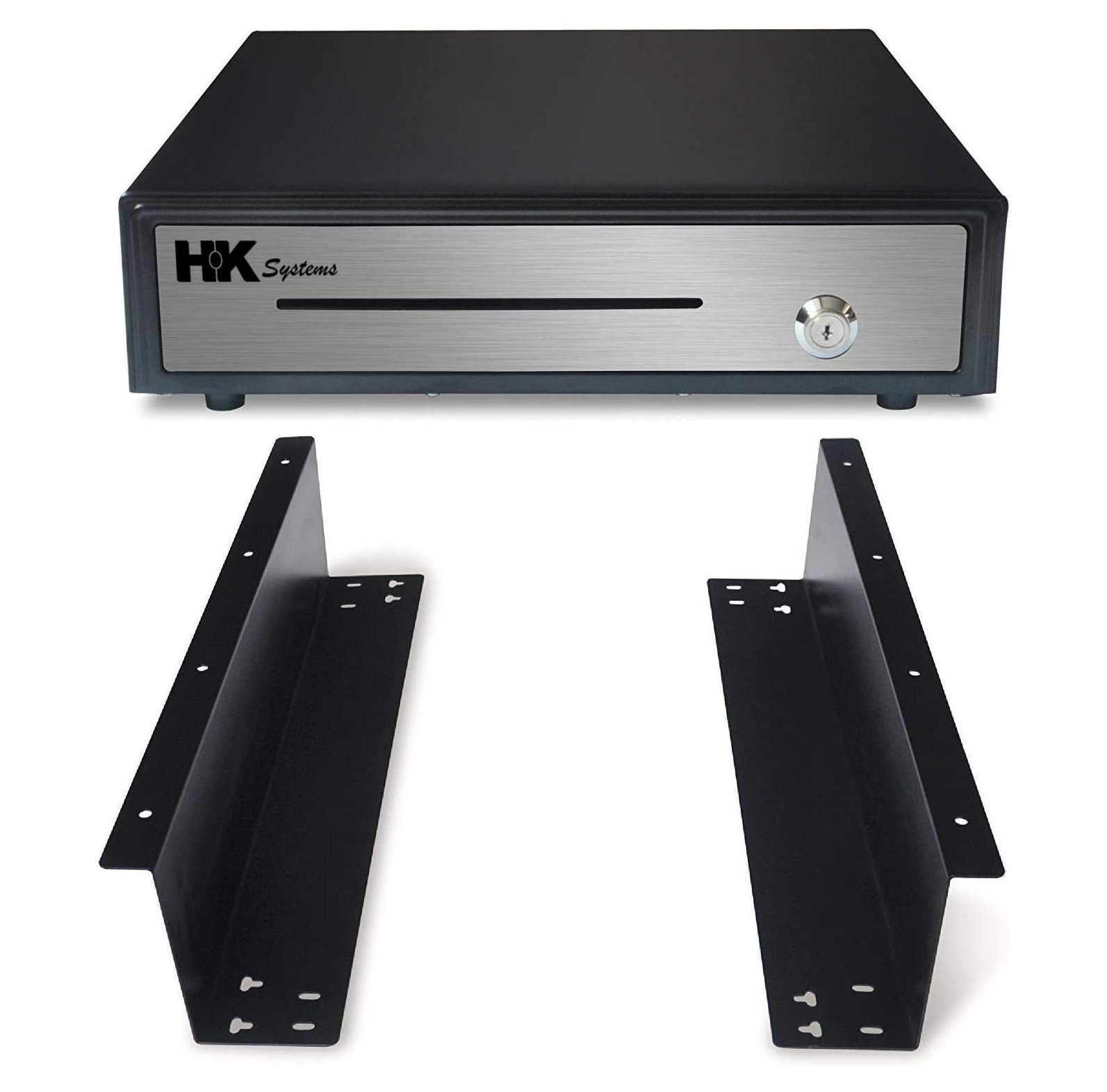 YhbSmt 16" Heavy Duty Black "Push" Open Cash Drawer, 5B5C with Under Counter Mounting Metal
