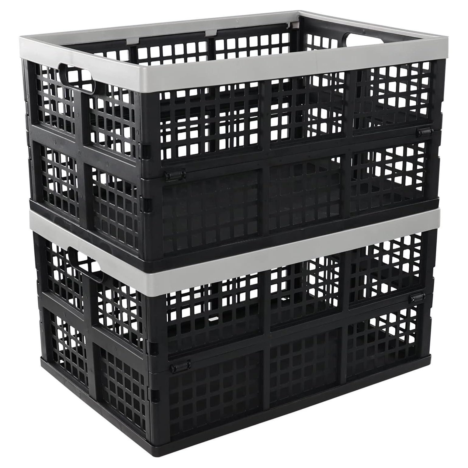 YhbSmt 2-Pack 42 Liter Collapsible Milk Crate, Stackable Plastic ...