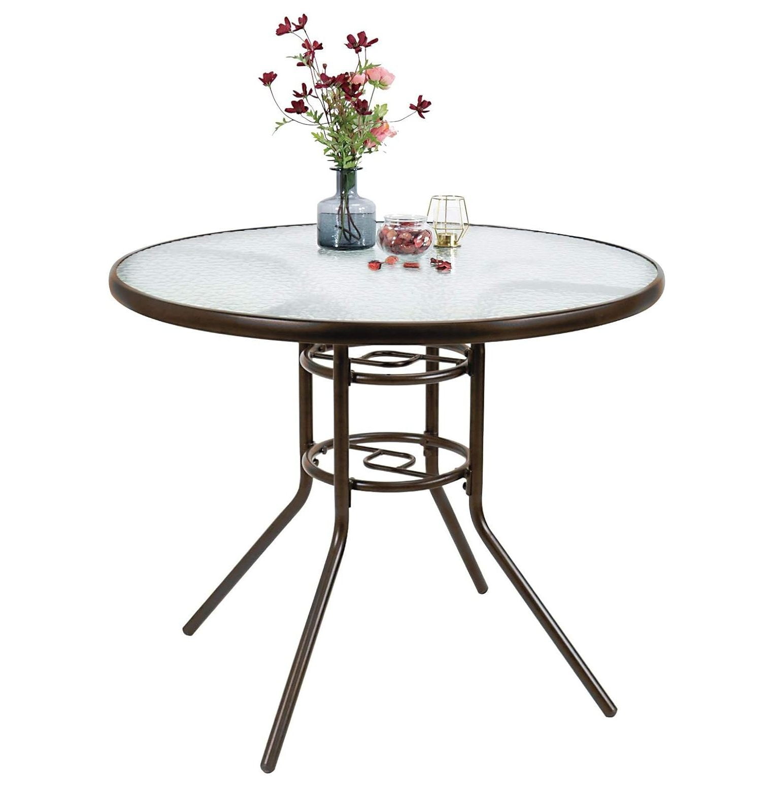 YhbSmt 35" x 35" Outdoor Bistro Table Metal Round Patio Side Table Outdoor Coffee Table