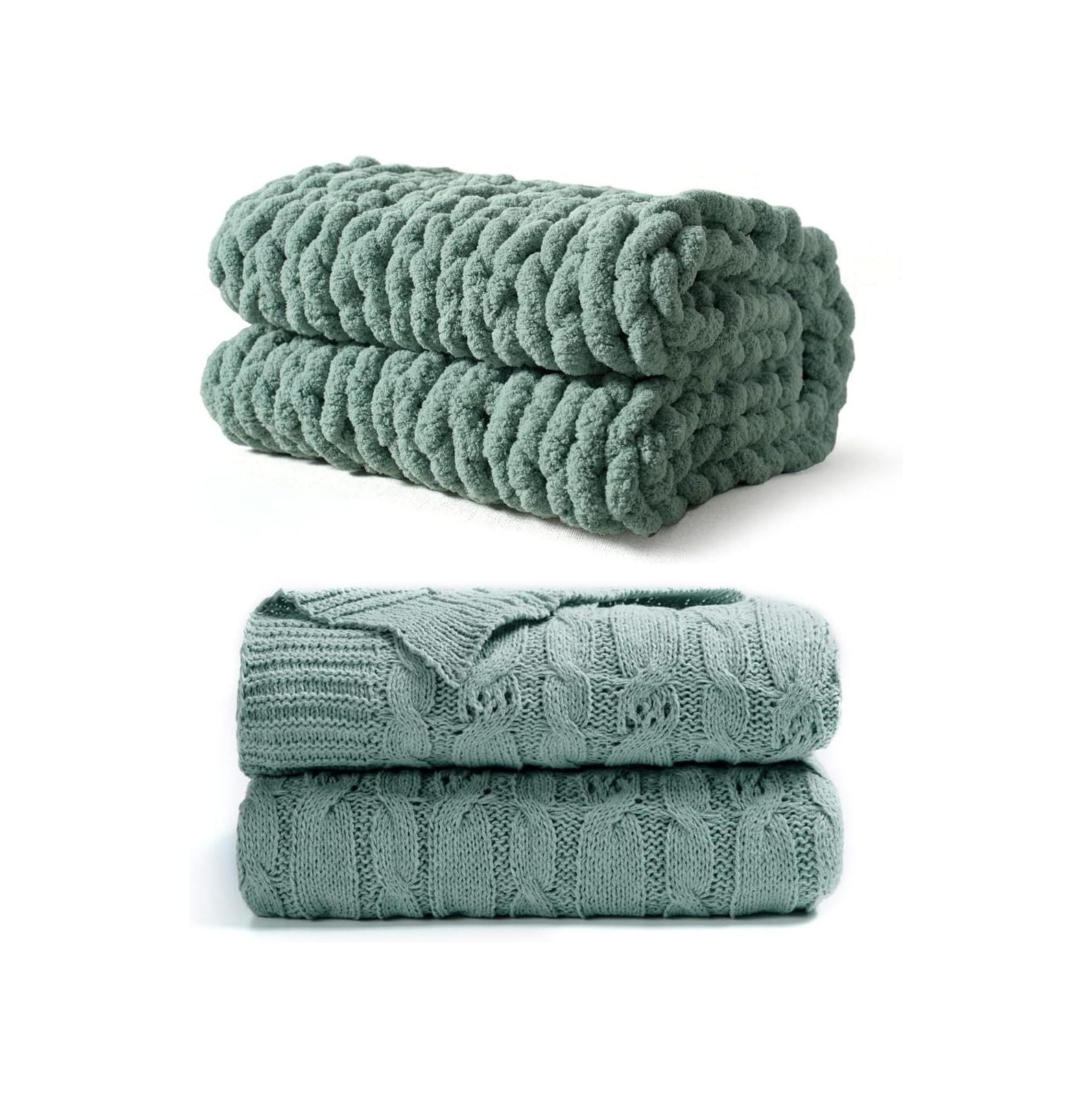 YhbSmt Chunky Knit Throw Blanket & Cable Knit Throw Blanket， 50" X 60