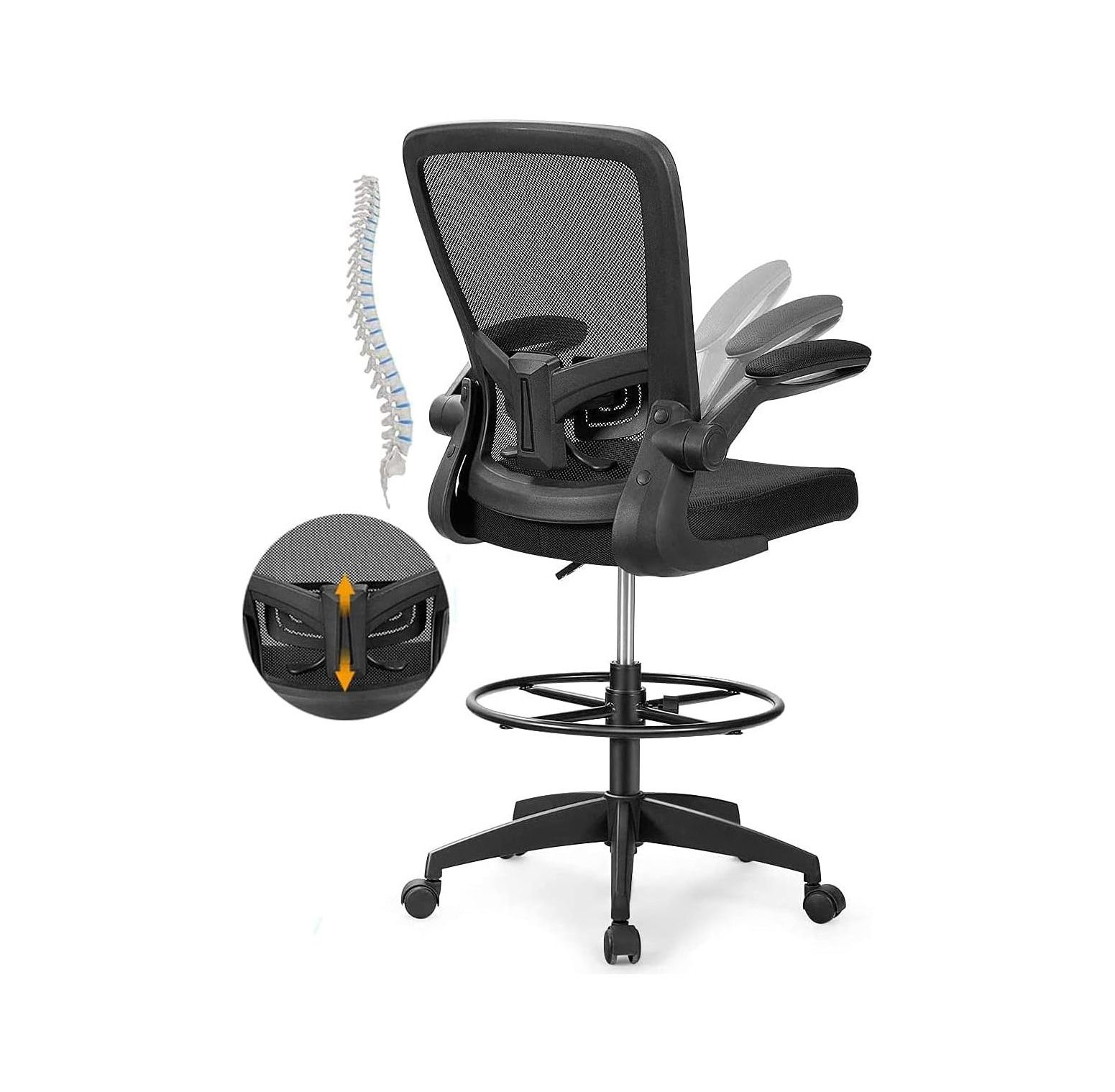 YhbSmt Drafting Chair, Ergonomic Tall Office Chair Stool Standing Desk