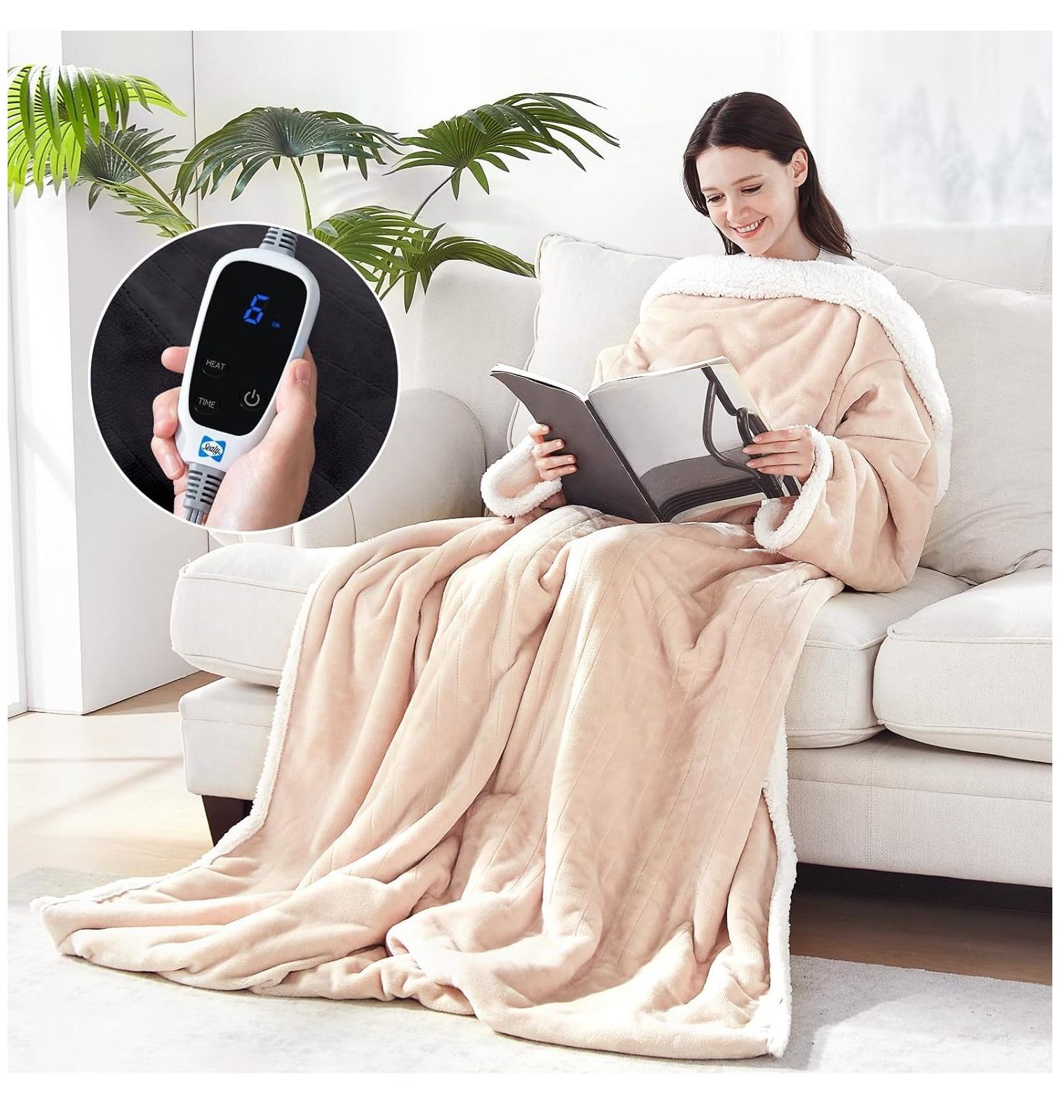 YhbSmt Electric Blanket Wearable with Foot Pocket, Electric Blanket