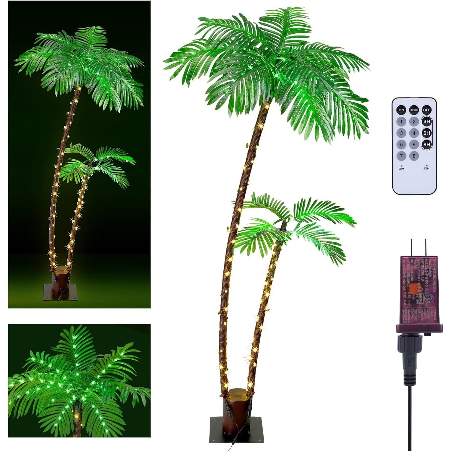 YhbSmt Lighted Palm Trees for Outside Patio 6Ft 192 LEDs, Fake Palm Tree with 8 Modes Control