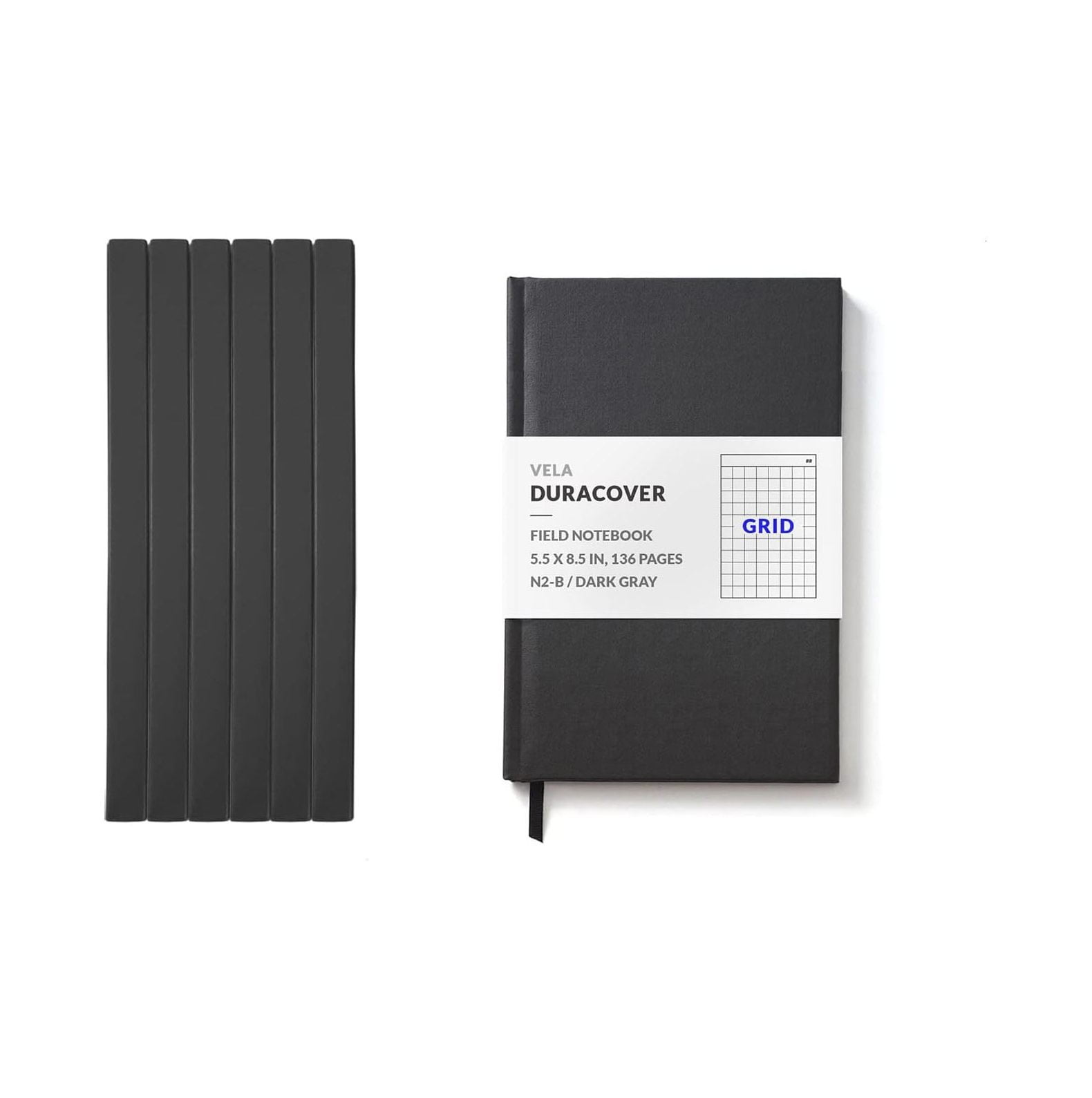 YhbSmt N2 Field DuraCover Notebook, 5.5 x 8.5 in (14 x 21.5 cm), 136 Pages, Gray Saturated Weave