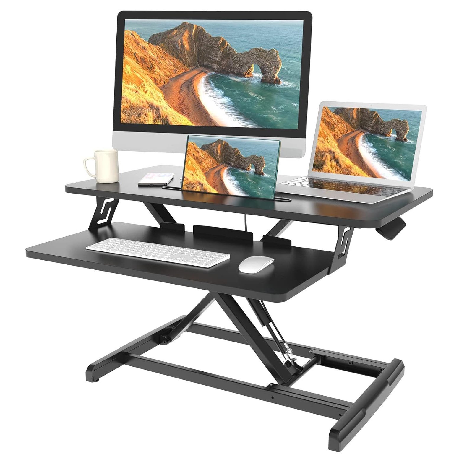 YhbSmt Standing Desk Converter, 32" Wide Height Adjustable Sit to Stand