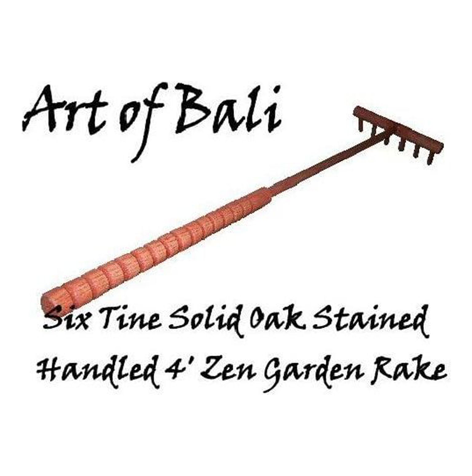 YhbSmt Zen Garden Rake 6 Tine 48" 6 Tine Handled and Stained Solid Oak