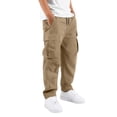 thumbnail image 1 of Yhhting Big Boys Cargo Pants Elastic Waistband With Multiple Pockets Loose Fit Trousers Solid Comfy Boys Outwear Bottoms, 1 of 4