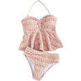 thumbnail image 1 of Yhhting Big Girls Tankini Swimsuit 2 Piece Ruffled Spaghetti Strap Halter Swim Top And Bottom Bathing Suit Teen Girls Swimwear, 1 of 6