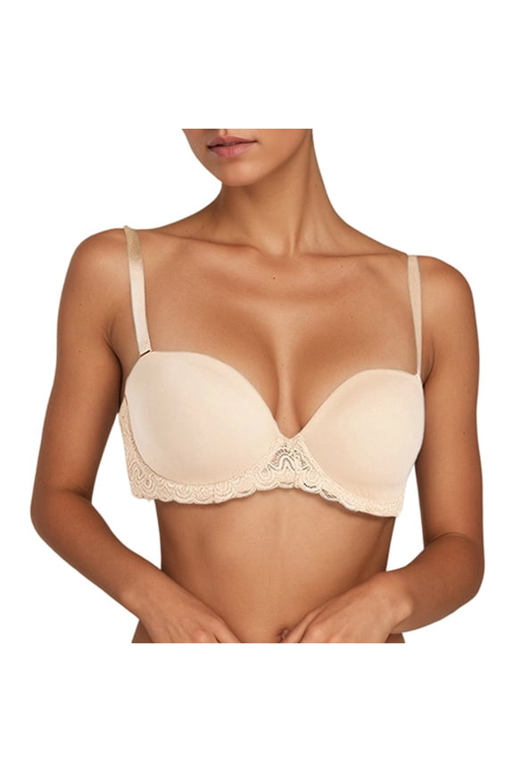 Women Tshirts Bras Push Up Lace Underwire Full Coverage Support Bras Seamless Padded Daily Wear Sleep T-Shirt Bras
