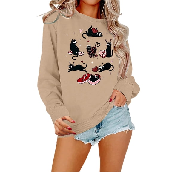 Yhkghxis Christmas Sweatshirt for Women Merry Christmas Pullover Cat Lover Xmas Tops Merry Catmas Sweater