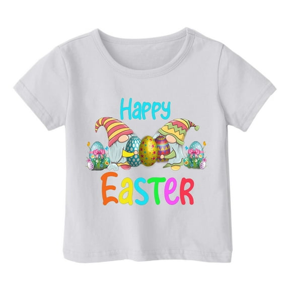 Yhkghxis Happy Easter Tshirt Toddler Boys Girls Funny Graphic Printed Tee Cute Easter Casual Short Sleeve Gift Tops