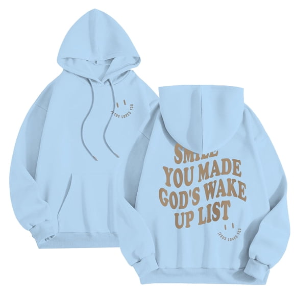 Yhkghxis Jesus Hoodie, Christian Hoodies for Men Smile You Made God's Wake Up List Hoodie with Pockets Hooded Sweatshirt Pullover Tops