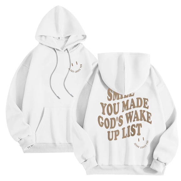 Yhkghxis Jesus Hoodie, Christian Hoodies for Men Smile You Made God's Wake Up List Hoodie with Pockets Hooded Sweatshirt Pullover Tops