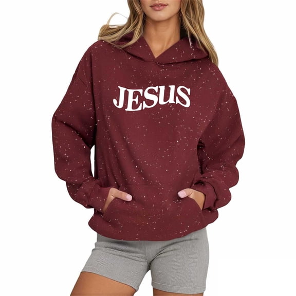 Yhkghxis Jesus Hoodies for Women Teen Girls Oversized Christian Bible Verse Y2K Hooded Long Sleeve Christian Hoodie