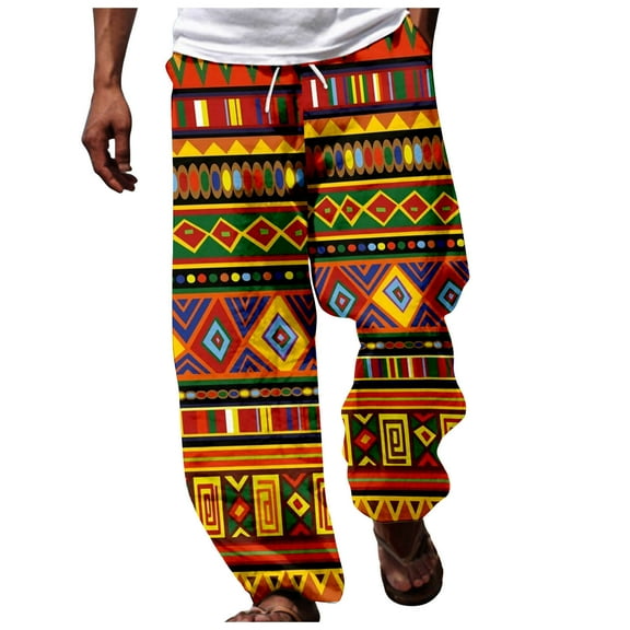 Yhkghxis Men African Dashiki Traditional Style Casual Trouser Summer Hawaii Holiday Ankara Beach Floral Pants