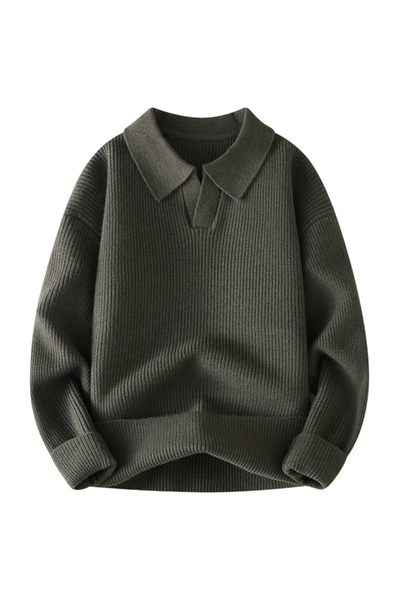 Yhkghxis Men'S Knit Sweater Coat Seagull Collar Scissor Neckline Solid Color Turn Down Collar Pullover Long Sleeve Outerwear for Autumn Winter