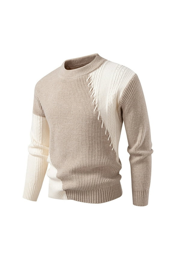 Yhkghxis Men'S Korean Style Winter Fashion Color Block Knitwear Slim Fit Casual Pullover Sweater Coat for Daily Outings