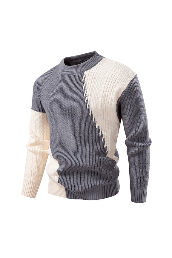 Yhkghxis Men'S Korean Style Winter Fashion Color Block Knitwear Slim Fit Casual Pullover Sweater Coat for Daily Outings