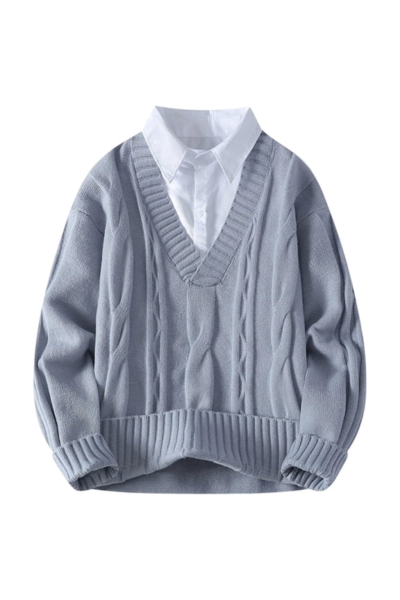 Yhkghxis Men'S Shirt Collar Sweater Coat Autumn Winter Knitted Cardigan Long Sleeve Casual Jacket Outerwear for Daily Wear