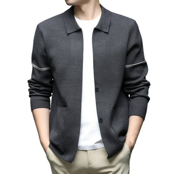 Yhkghxis Men'S Solid Color Sweater Coat Long Sleeve Pullover Knit Cardigan Outerwear for Casual Daily Wear and Warmth Comfort Soft Fabric Fashionable Design