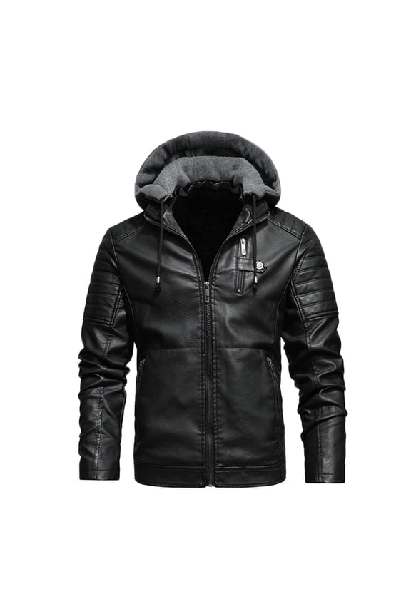 Men Vintage Leather Jacket Stand Collar PU Leather Motorcycle Jacket Casual Bomber Hoodie Winter Jacket Men