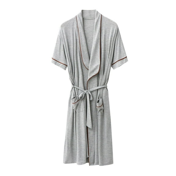 Yhkghxis Mens Spa Bathrobes Shawl Collar Short-Sleeve Soft Kimono Bathrobe Lightweight Modal Nightgown Pajama with Pockets