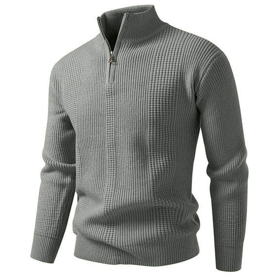 Yhkghxis Quarter Zip Sweater Men High Neck Pullover Sweater Coat Soft Warm Knitted Top Casual Winter Wear Comfortable Lined Jacket
