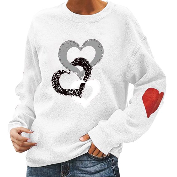 Yhkghxis Valentines Shirts Women Valentine Crewneck Sweatshirts Love Heart Sweatshirt Valentine's Long Sleeve Tops