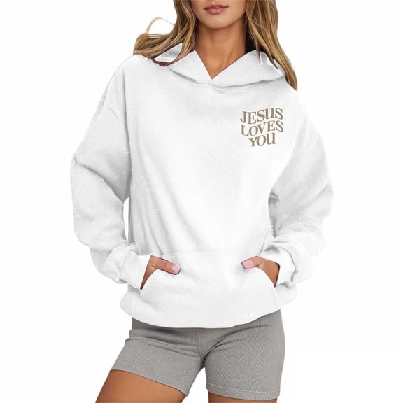 Yhkghxis Women's Y2K Christian Jesus Hoodies Trendy Graphic Letter Long Sleeve Fall Oversized Halloween Sweatshirts