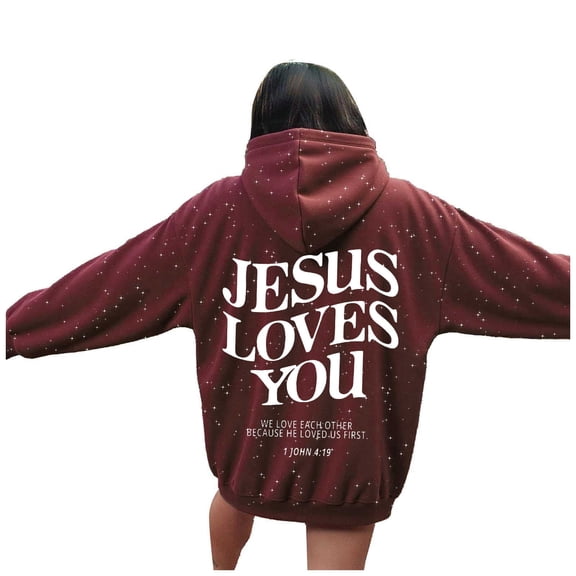 Yhkghxis Women's Y2K Christian Jesus Hoodies Trendy Graphic Letter Long Sleeve Fall Oversized Halloween Sweatshirts