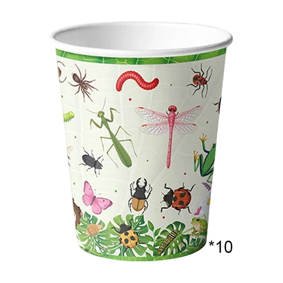 Yhmxh 10 Pieces Bug Party Supplies Bugs Theme Party Tableware Kit, Bug Birthday Party Paper Plates Dessert Plates Cups Napkins Plastic Tablecloth for Bug Themed Birthday Decor Easter Decorations