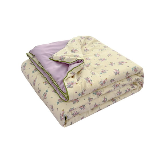 Yhmxh Cotton Cooling Comforter, Machine Washable Breathable Cool Queen Size Cooling Blanket Bedding for Hot Sleepers, Soft Microfiber Flowers & Plant Pattern Printed Silky Cold Quilt, 60"x80"