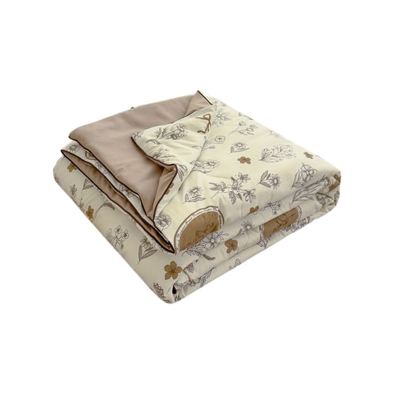 Yhmxh Cotton Cooling Comforter, Machine Washable Breathable Cool Queen Size Cooling Blanket Bedding for Hot Sleepers, Soft Microfiber Flowers & Plant Pattern Printed Silky Cold Quilt, 60"x80"