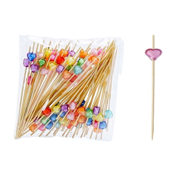 Yhmxh 100 Pcs Cocktail Pick Pearl Fancy Toothpick for Appetizer 4.7 Inch Long Skewer for Drink Fruit Food Bamboo Stick Wedding Bridal Shower Decoration Charcuterie Accessories