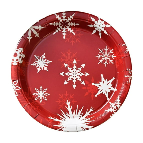 Yhmxh 10Pcs Christmas Paper Plates, 9" Xmas Plates Disposable Large Heavy Duty Elk Snowflake Snowman Platter Winter Xmas Dessert Plate for Winter Holiday Festival Decorations Birthday Party Supplies