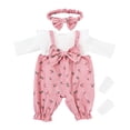 thumbnail image 1 of Yhmxh 11.8 Inch Doll Clothes Outfit Set, Floral Print Overalls with Ruffle Long‑Sleeve Top, Bow Headband & Socks, Fashion Doll Accessory Clothing for 12‑14 Inch Baby Dolls, 1 of 6