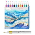 thumbnail image 1 of Yhmxh 12 Colors Acrylic Paint Markers Brush Tip for Wood Fabric Ceramic, Water-Based No-Bleed Marker Art Pens for Christmas Halloween Birthday Party DIY Drawing Coloring Markers, 1 of 7