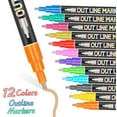 thumbnail image 1 of Yhmxh 12 Colors Double Line Outline Metallic Markers Pens, Squiggles Double Line Pen, Glitter Drawing Pens for Christmas Greeting Cards, Metallic Shimmer Markers for Craft, Painting, DIY Sketching, 1 of 6