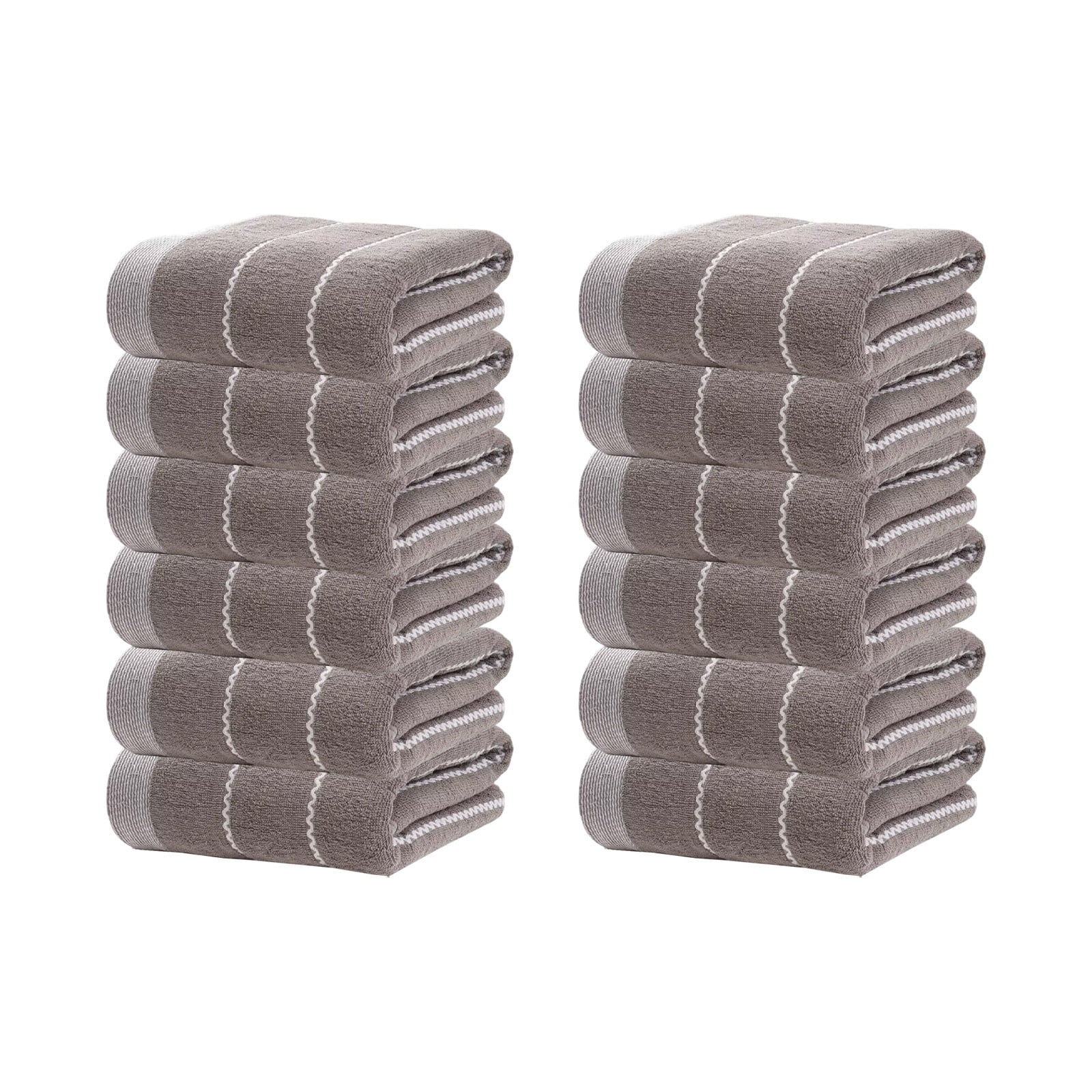 Yhmxh 12 Pcs Cotton Hand Towel 12.6"x 27.2", Large Natural 390 GSM Decorative Hand Towel for Bathroom, Super Absorbent Kitchen Hand Towels, Lightweight Soft Tea Towel for Home Kitchen, Bathroom