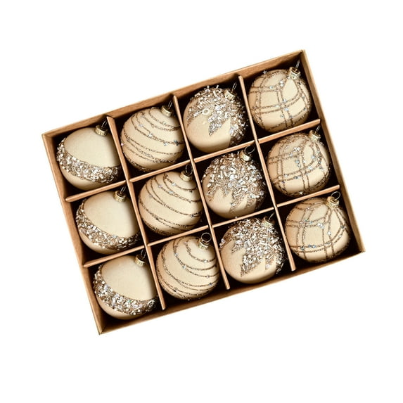 Yhmxh 12PCS Velvet Glitter Christmas Ball Ornaments for Christmas Tree, 2.4 Inches Luxury Christmas Decorations, Elegant Modern Hanging Ornaments for Xmas Tree, Party, Wedding, Home Decor