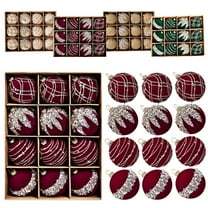 Yhmxh 12PCS Velvet Glitter Christmas Ball Ornaments for Christmas Tree, 2.4 Inches Luxury Christmas Decorations, Elegant Modern Hanging Ornaments for Xmas Tree, Party, Wedding, Home Decor